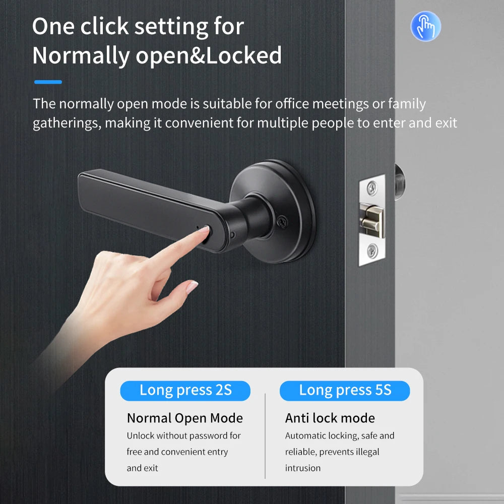 M5 Tuya BLE Fingerprint Door Lock Smart Digital Electronic Lock with Password/Key/IC Card(Optional)/ Smartlife/ Tuya APP Unlock
