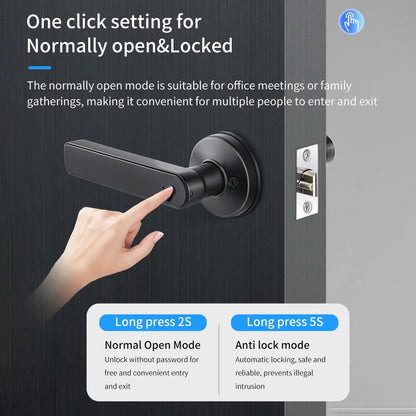 M5 Tuya BLE Fingerprint Door Lock Smart Digital Electronic Lock with Password/Key/IC Card(Optional)/ Smartlife/ Tuya APP Unlock