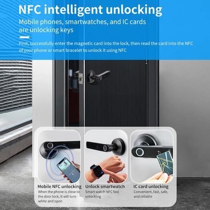 M5 Tuya BLE Fingerprint Door Lock Smart Digital Electronic Lock with Password/Key/IC Card(Optional)/ Smartlife/ Tuya APP Unlock