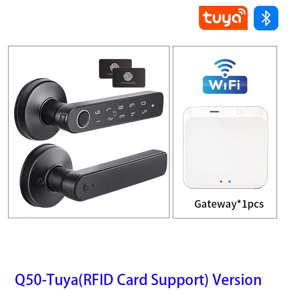 M5 Tuya BLE Fingerprint Door Lock Smart Digital Electronic Lock with Password/Key/IC Card(Optional)/ Smartlife/ Tuya APP Unlock